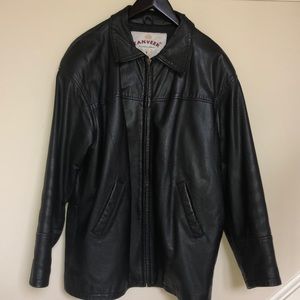 Men’s black leather jacket, size XL
